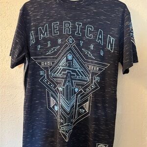 American Fighter Blue Short Sleeve Tee with Patriotic Graphic